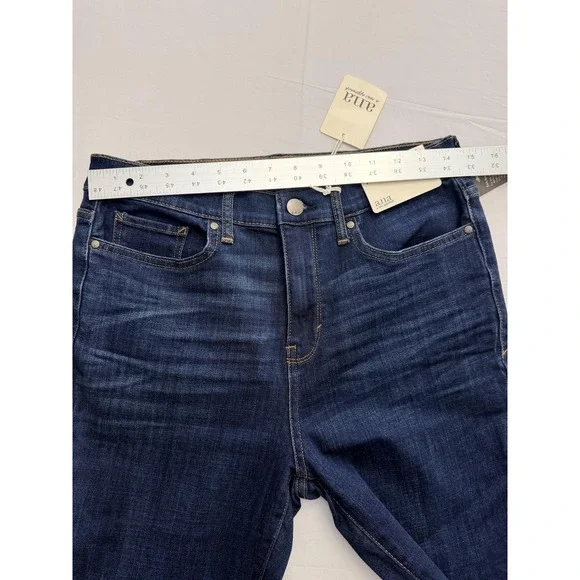 A.n.a High-Rise Flare Jeans Womens 10 Blue Dark Wash Stretch Slim 31x32 - Picture 5 of 11